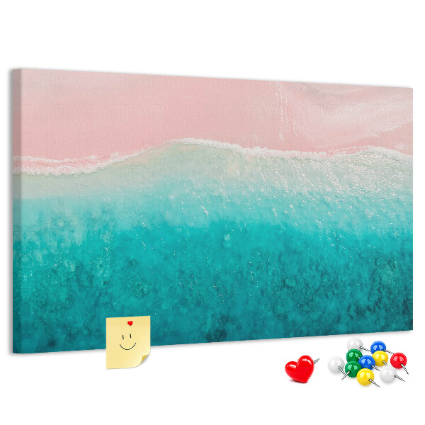 Prikbord oceaangolven op een roze achtergrond