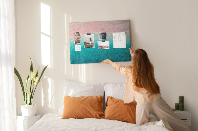 Prikbord oceaangolven op een roze achtergrond