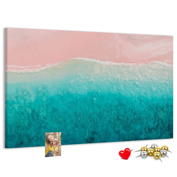 Prikbord oceaangolven op een roze achtergrond
