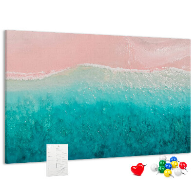 Prikbord oceaangolven op een roze achtergrond