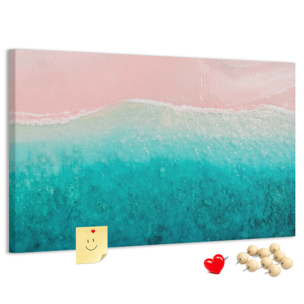 Prikbord oceaangolven op een roze achtergrond