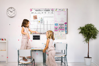 Kurkbord kleurrijke maandplanner met motieven