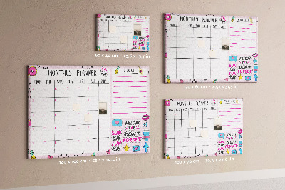 Kurkbord kleurrijke maandplanner met motieven