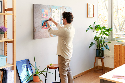 Kurk prikbord met abstract patroon in blauwe tinten