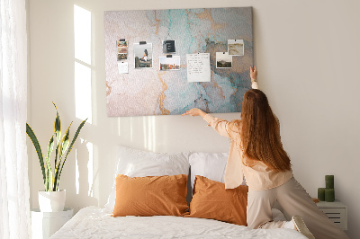 Kurk prikbord met abstract patroon in blauwe tinten