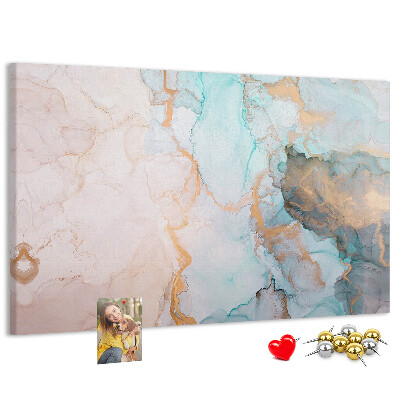 Kurk prikbord met abstract patroon in blauwe tinten