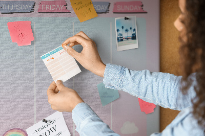 Kurk prikbord weekplanner met kleurrijke eenhoorns
