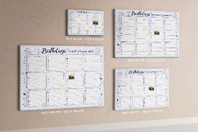 Verjaardagskalender met kleurrijke accenten en prikbord