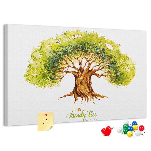 Prikbord aquarel stamboom met bladeren