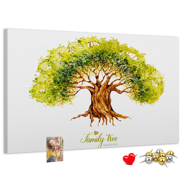 Prikbord aquarel stamboom met bladeren