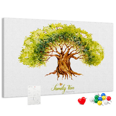 Prikbord aquarel stamboom met bladeren