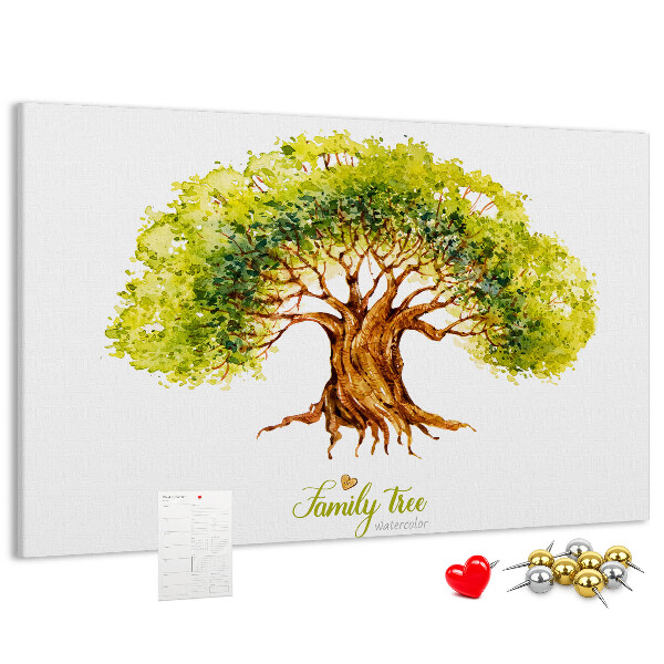 Prikbord aquarel stamboom met bladeren