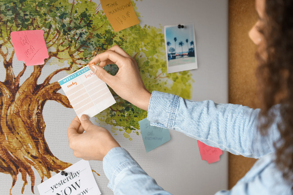 Prikbord aquarel stamboom met bladeren