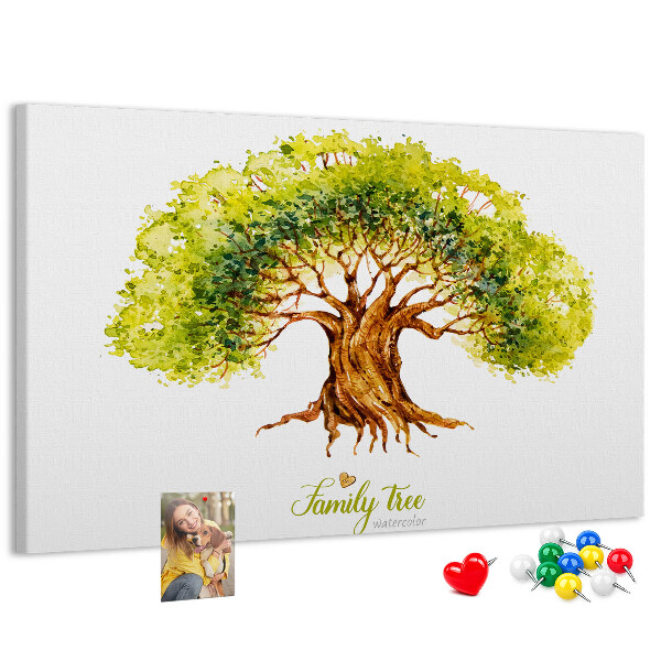 Prikbord aquarel stamboom met bladeren