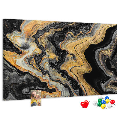 Kurkbord met een abstract patroon van gouden en zwarte golven