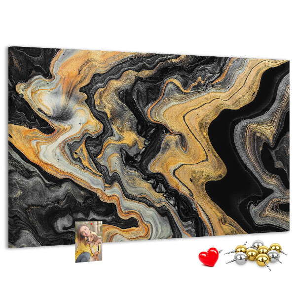 Kurkbord met een abstract patroon van gouden en zwarte golven