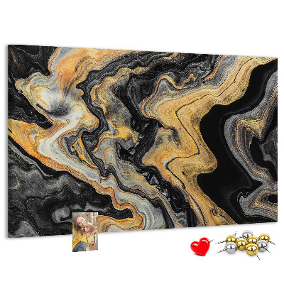 Kurkbord met een abstract patroon van gouden en zwarte golven