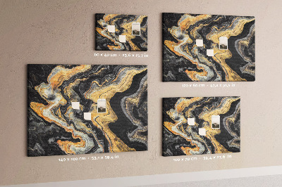 Kurkbord met een abstract patroon van gouden en zwarte golven