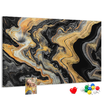 Kurkbord met een abstract patroon van gouden en zwarte golven