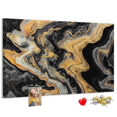 Kurkbord met een abstract patroon van gouden en zwarte golven