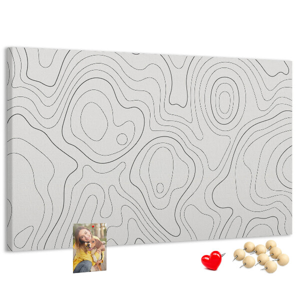 Kurk prikbord met abstracte lijncontouren