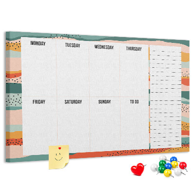 Kurkbord kleurrijke planner met weekindeling