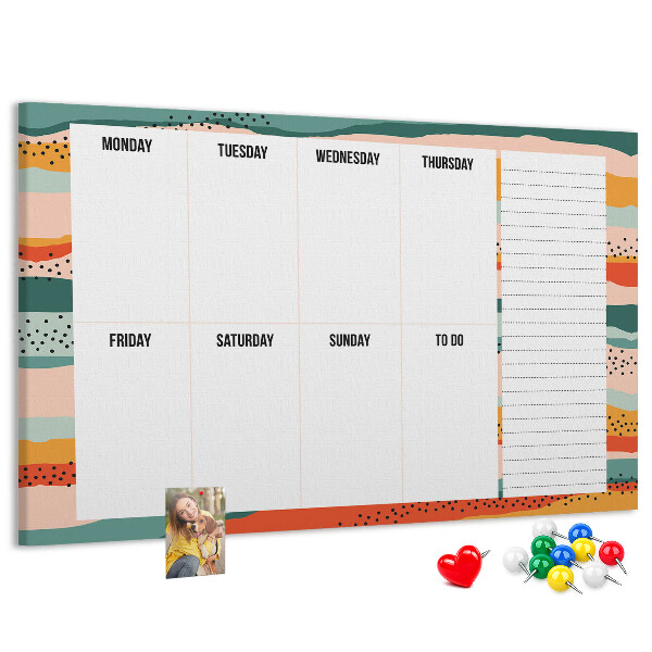 Kurkbord kleurrijke planner met weekindeling