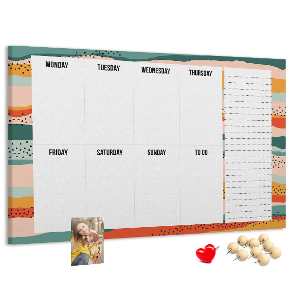 Kurkbord kleurrijke planner met weekindeling