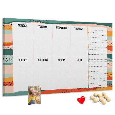 Kurkbord kleurrijke planner met weekindeling