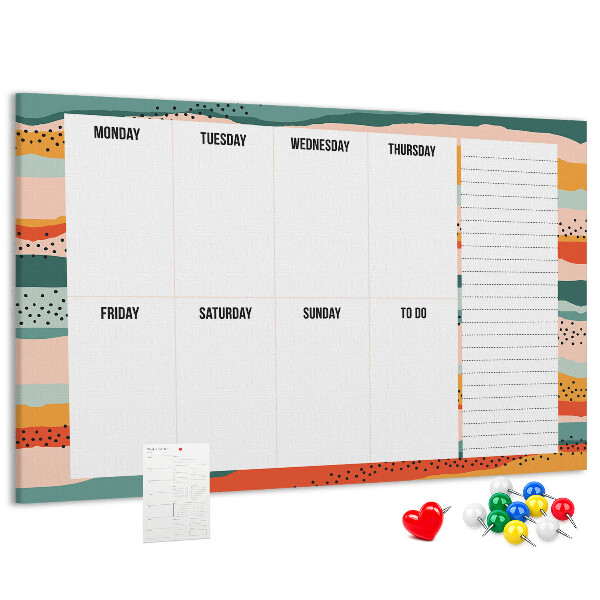 Kurkbord kleurrijke planner met weekindeling