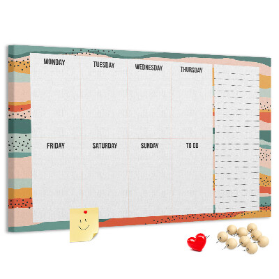 Kurkbord kleurrijke planner met weekindeling
