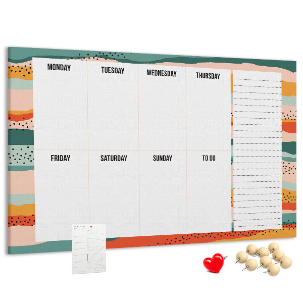 Kurkbord kleurrijke planner met weekindeling