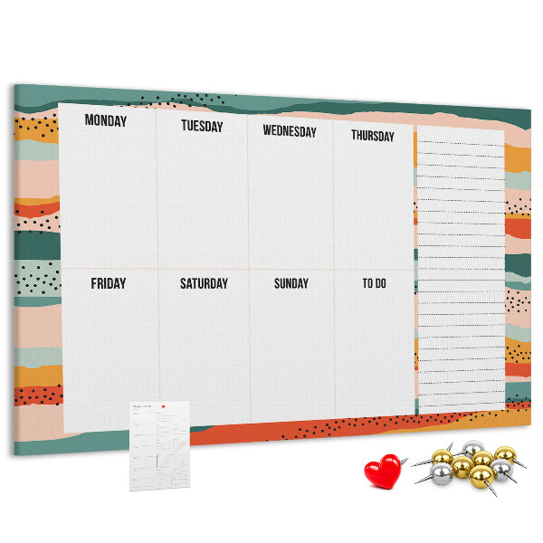 Kurkbord kleurrijke planner met weekindeling