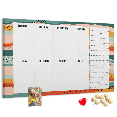 Kurkbord kleurrijke planner met weekindeling