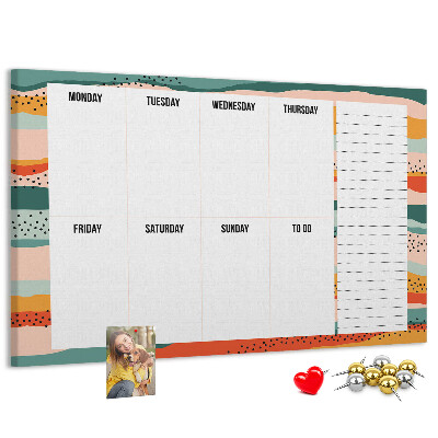 Kurkbord kleurrijke planner met weekindeling