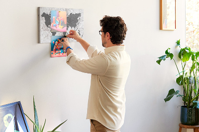Kurkbord stijlvolle wereldkaart in grijstinten