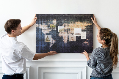 Kurk prikbord wereldkaart in pixelstijl