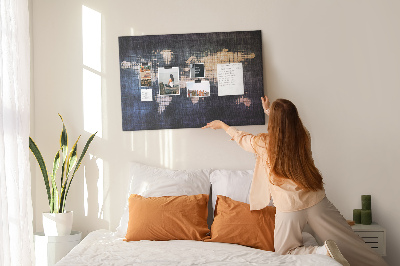 Kurk prikbord wereldkaart in pixelstijl