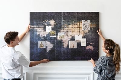 Kurk prikbord wereldkaart in pixelstijl
