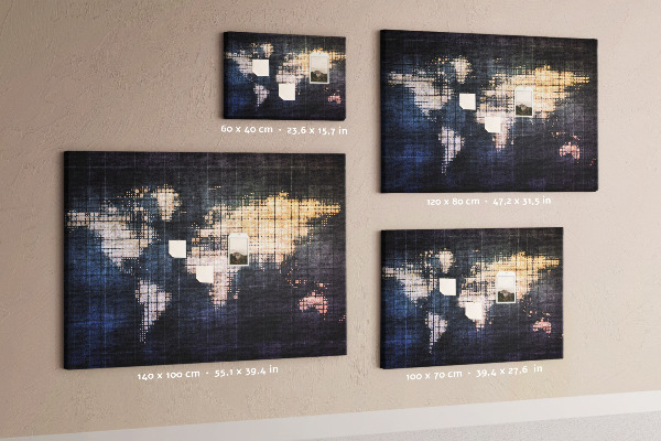 Kurk prikbord wereldkaart in pixelstijl