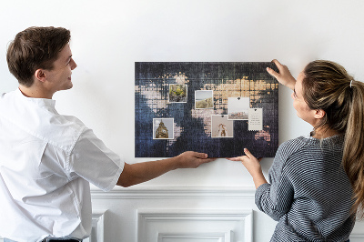 Kurk prikbord wereldkaart in pixelstijl