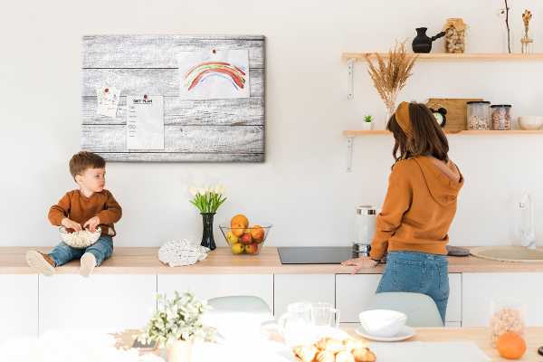 Kurk prikbord rustiek hout met witte afwerking