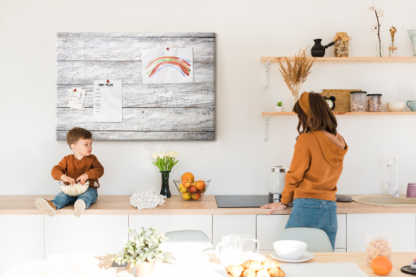 Kurk prikbord rustiek hout met witte afwerking