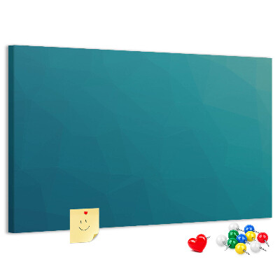 Kurk prikbord met geometrische vormen in blauwe tinten