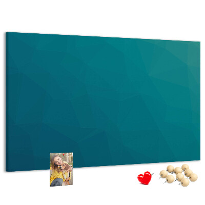 Kurk prikbord met geometrische vormen in blauwe tinten