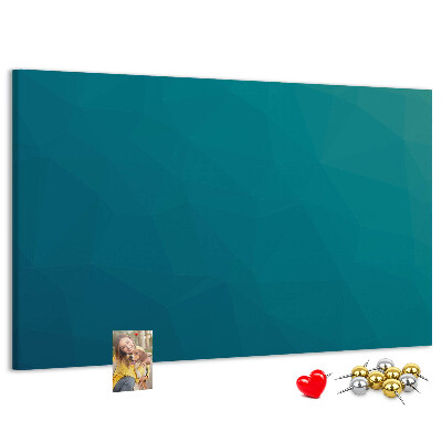 Kurk prikbord met geometrische vormen in blauwe tinten