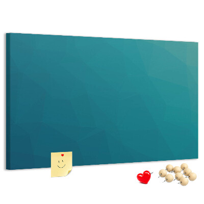 Kurk prikbord met geometrische vormen in blauwe tinten
