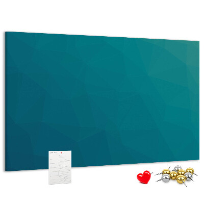 Kurk prikbord met geometrische vormen in blauwe tinten