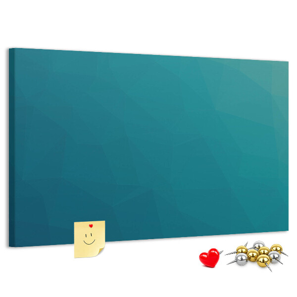 Kurk prikbord met geometrische vormen in blauwe tinten