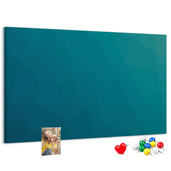 Kurk prikbord met geometrische vormen in blauwe tinten